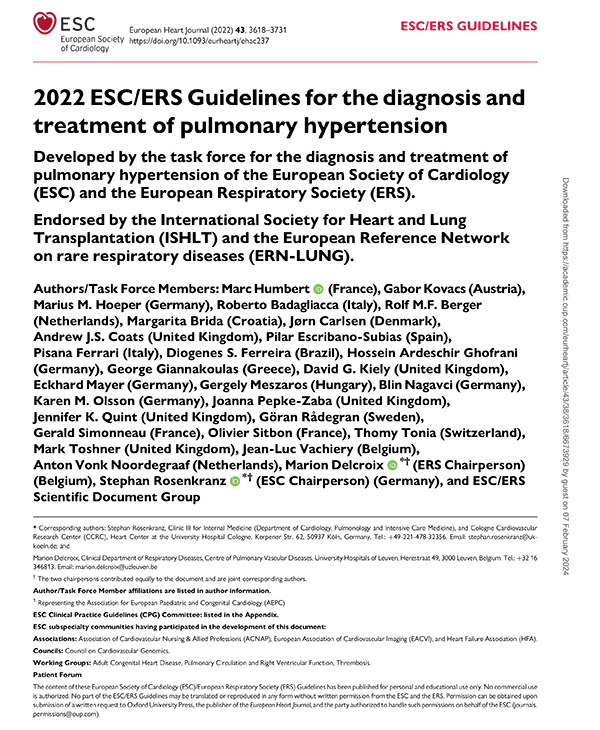 ESC ERS clinical guidelines 2022
